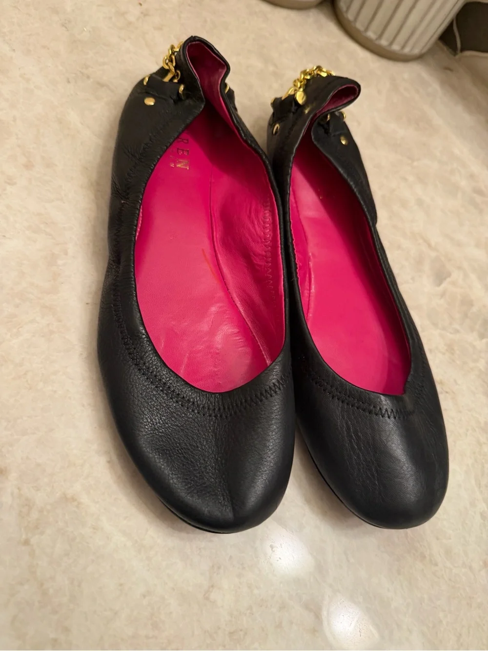 Lauren Ralph Lauren “Barb” black leather ballet flats Sz 8.5